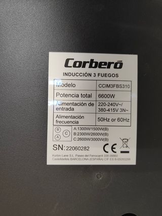 Placa inducción Corberó CCIM3FBS310