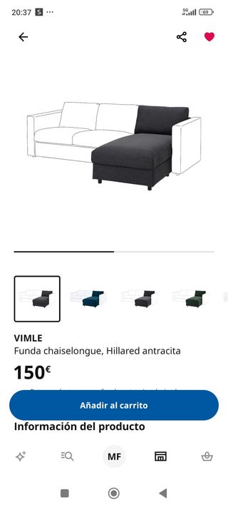 Funda chaiselongue sofá VIMLE IKEA