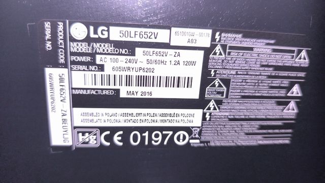 Televisión LG 50"
pulgadas LED Smart TV .