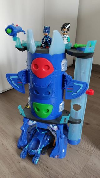 Base PJ mask juguete con figuras y coche