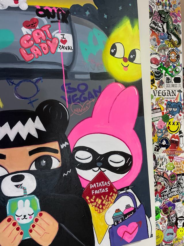 Cuadro streetart vegan bunnies graffiti