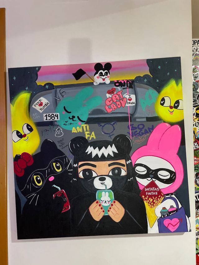 Cuadro streetart vegan bunnies graffiti