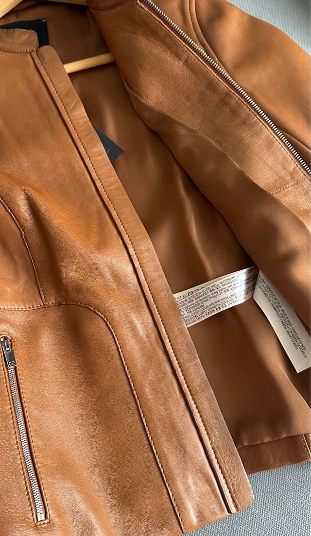 Massimo Dutti Leather Jacket XS