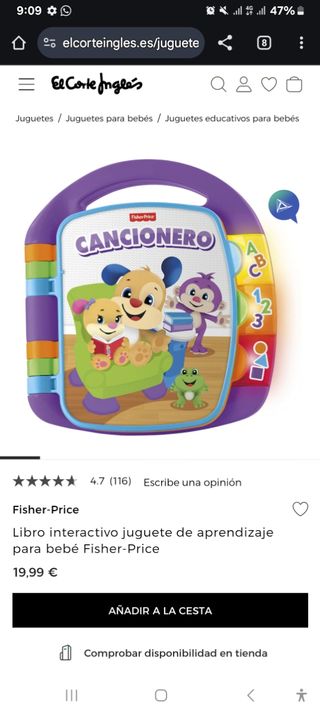 libro cancionero Fisher Price sin estrenar
