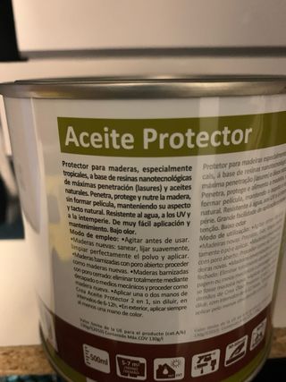 Aceite protector muebles madera jardín incoloro