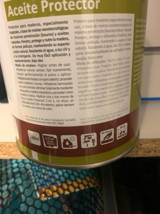 Aceite protector muebles madera jardín incoloro