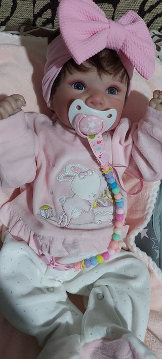 Reborn Niña con pelito, cuerpo tela 50cm 