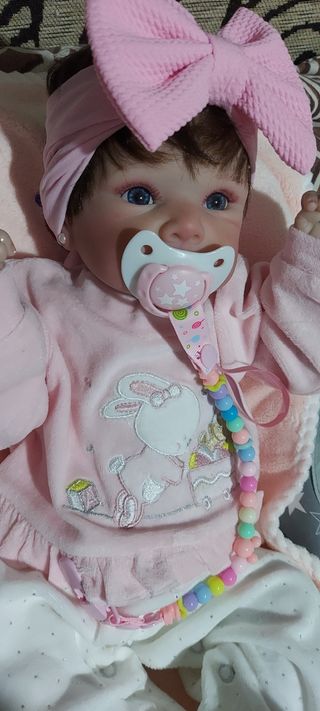 Reborn Niña con pelito, cuerpo tela 50cm 