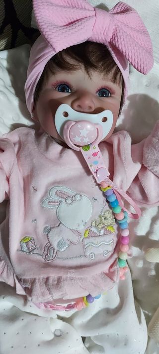 Reborn Niña con pelito, cuerpo tela 50cm 