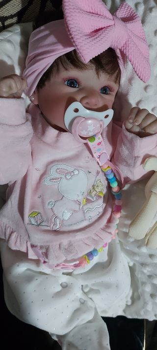 Reborn Niña con pelito, cuerpo tela 50cm 