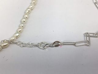 collar plata 925mm con piedra con perla 22cm