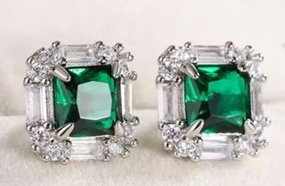 Pendientes de circonitas color esmeralda