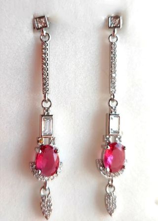 PENDIENTES ART DECO LARGOS RUBÍ