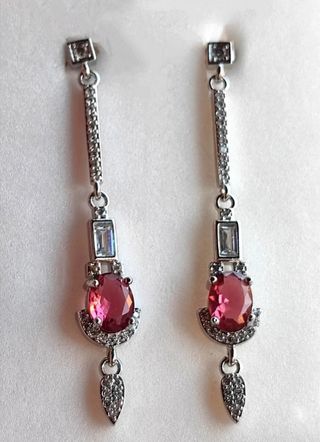 PENDIENTES ART DECO LARGOS RUBÍ