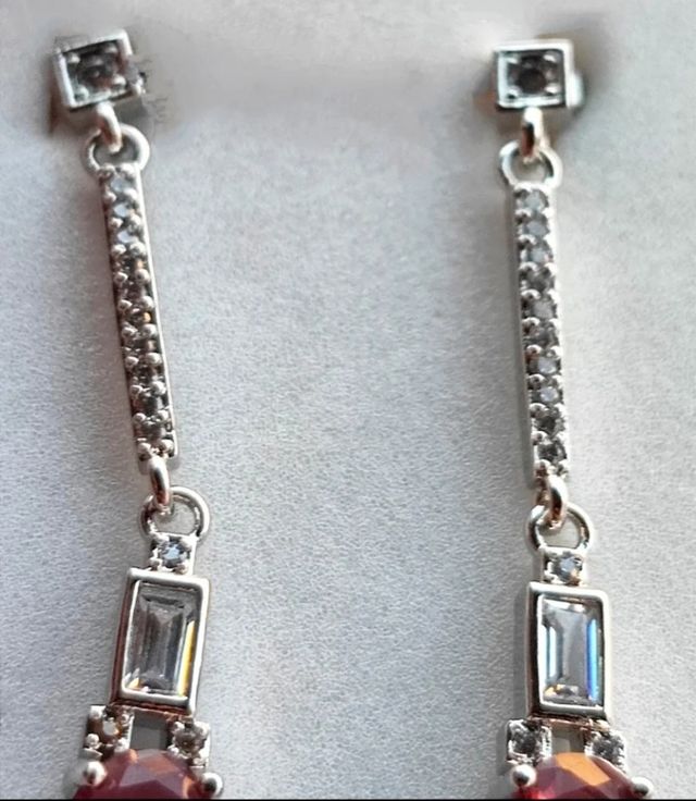 PENDIENTES ART DECO LARGOS RUBÍ 