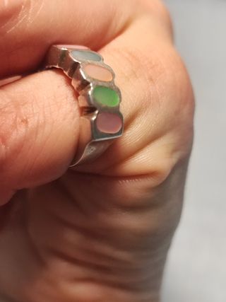 Anillo artesano plata colorines T6
