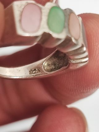 Anillo artesano plata colorines T6