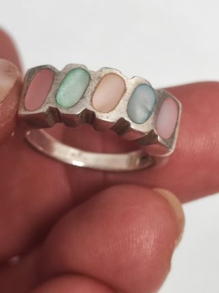Anillo artesano plata colorines T6