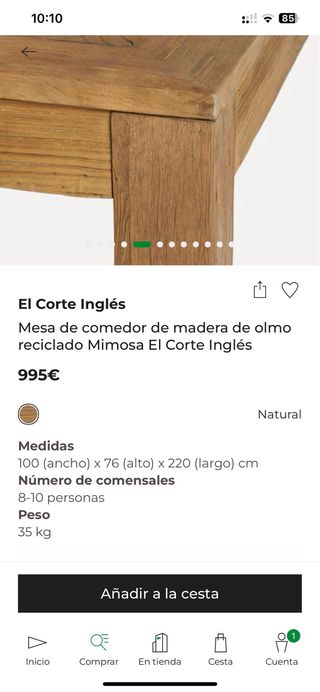 Conjunto mesas mimosa Olmo trabajado