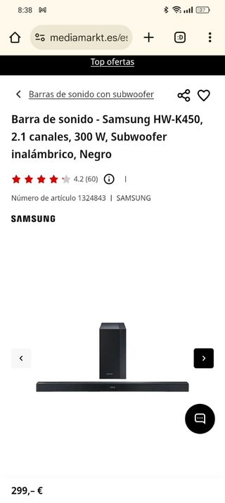 Barra de sonido Samsung HW-450