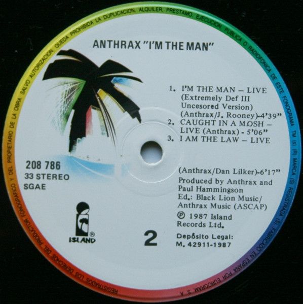 ANTHRAX. I'M THE MAN. LP-MAXI 1987.