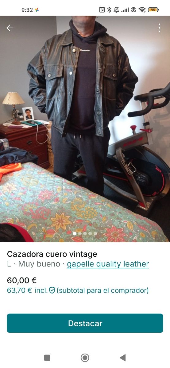 Cazadora cuero hombre vintage las mangas