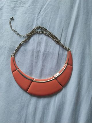 Gargantilla, nuev, coral-dorado, esmaltada