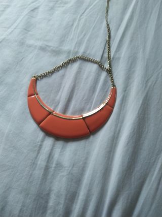 Gargantilla, nuev, coral-dorado, esmaltada