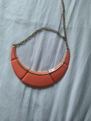 Gargantilla, nuev, coral-dorado, esmaltada