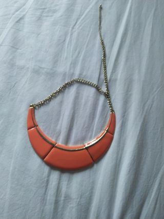 Gargantilla, nuev, coral-dorado, esmaltada