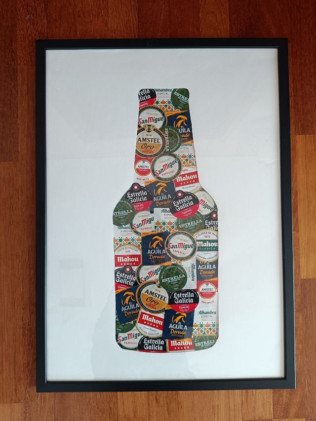Cuadro collage marcas cerveza DIY