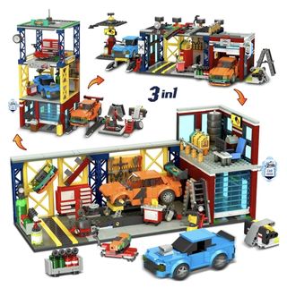 City Car Garage Building Blocks, 3 IN 1