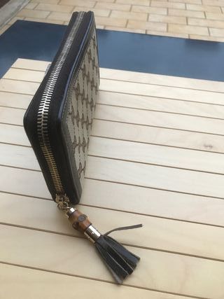 Portafoglio gucci beige tessuto con zip donna mono