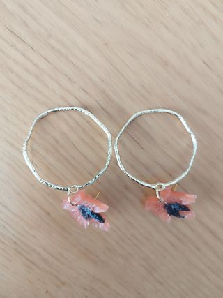 Pendientes aro con colgante naranja