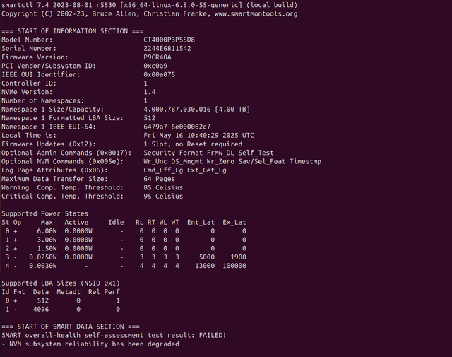 NVME Crucial P3 Plus 4TB