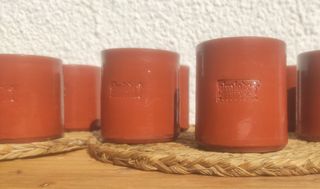 VASOS BARRO COCIDO Y LACADO. JUEGO DE 12 UNIDADES.