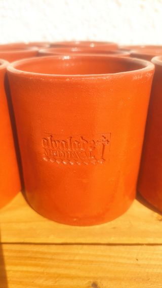 VASOS BARRO COCIDO Y LACADO. JUEGO DE 12 UNIDADES.