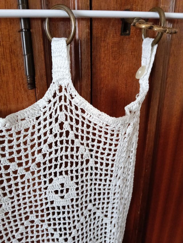 Cortina hecha de punto.vintage.