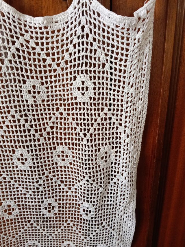 Cortina hecha de punto.vintage.