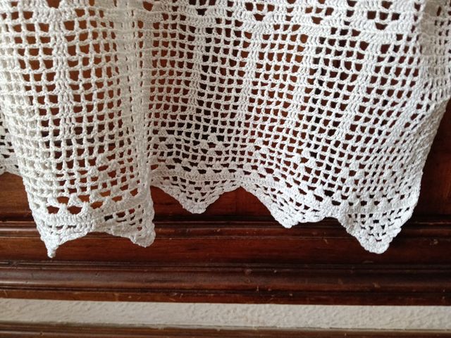 Cortina hecha de punto.vintage.