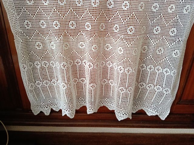 Cortina hecha de punto.vintage.