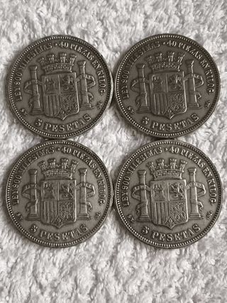 LOTE 4 MONEDAS ANTIGUAS ESPAÑA  1870 REPLICAS