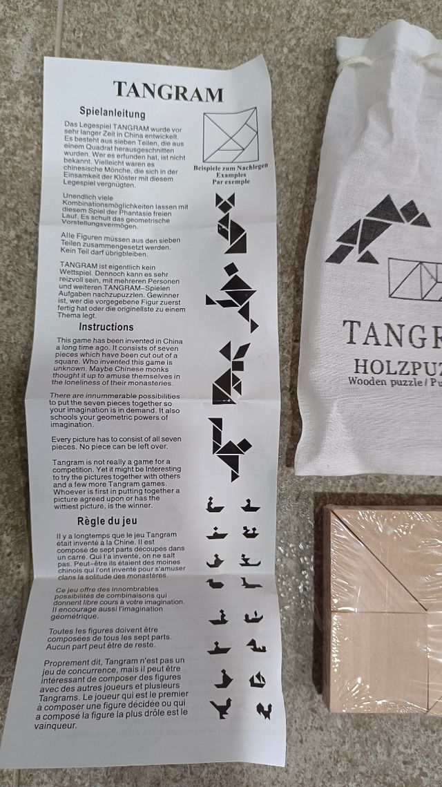 Puzzle Tangram Madera Natural Nuevo