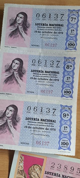 Decimos de lotería antiguos y de colección años 60