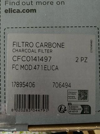 Filtro carbon activo Elica
