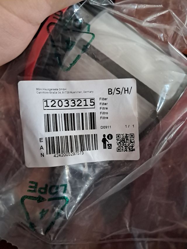 Filtro de aspirador bosch