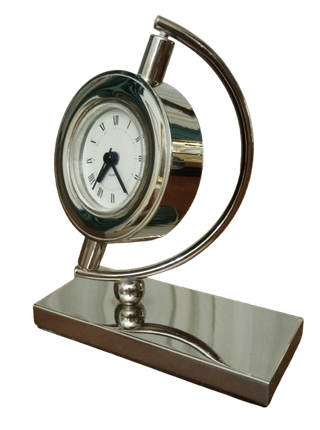 Reloj despertador sobremesa con baño plateado