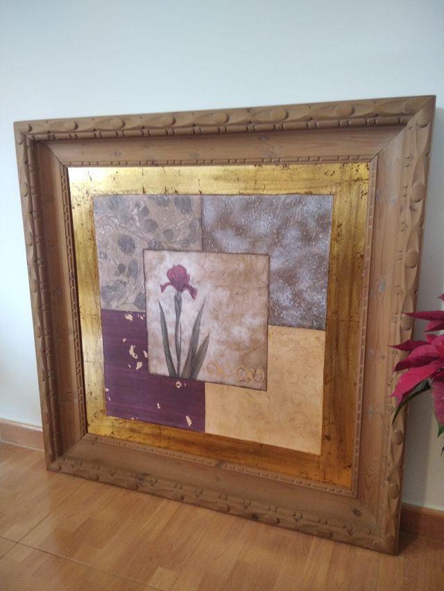 Quadro XL da 1 x 1 m. Cornice intagliata