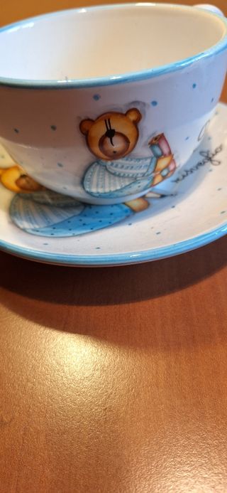 Tazza colazione con piatto dipinto mano