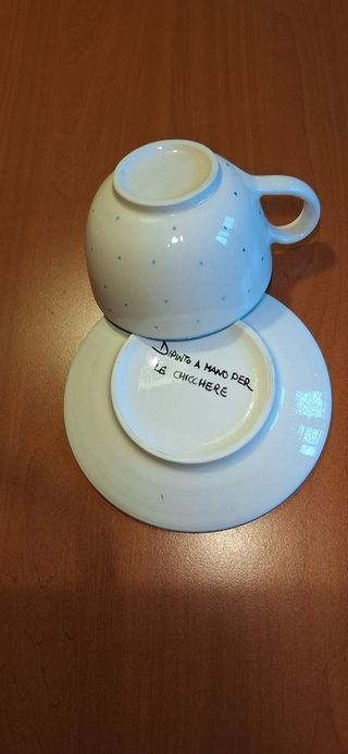 Tazza colazione con piatto dipinto mano
